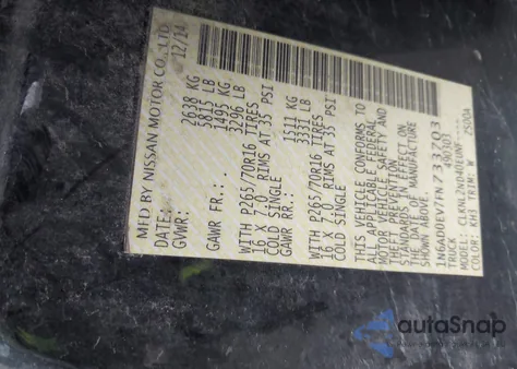 2015 Nissan Frontier Sv from USA, damaged, VIN 1N6AD0EV7FN733703